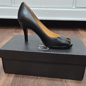 Cole Haan Black Peep-Toe Heels